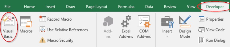 Excel Developer Button