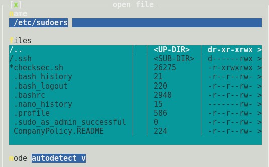 Opening Sudoers File