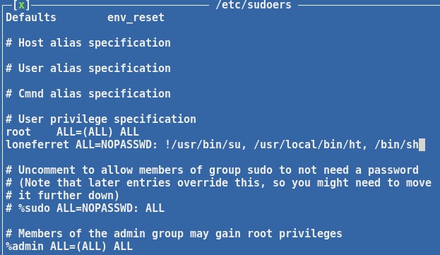 Editing Sudoers File