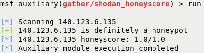 Metasploit Shodan Honeypot Search Module