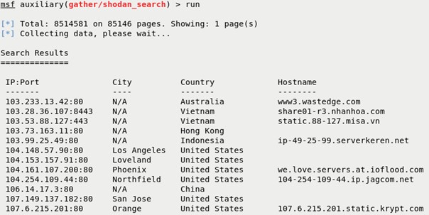 Metasploit Shodan Search Module